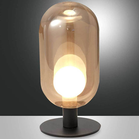 Tischleuchte Gubbio Ø 10cm mit sphärischem Lampenschirm und elegantem Design.