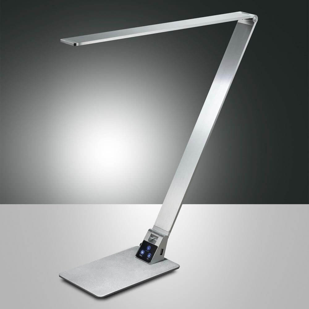 Wasp Tischleuchte Aluminium mit USB-Anschluss, moderne und elegante Tischleuchte mit klappbarem Arm und LED.