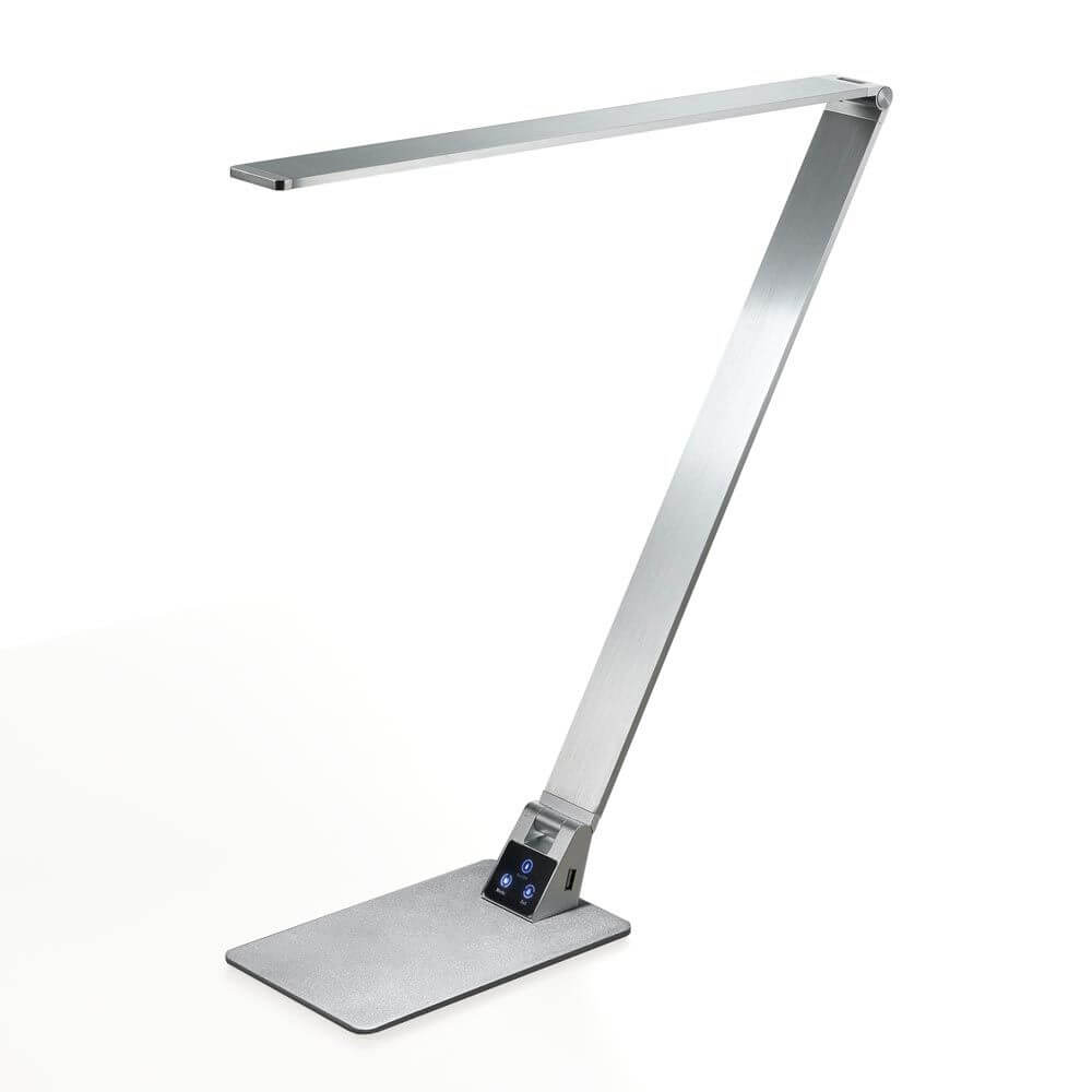 Wasp Tischleuchte Aluminium mit USB-Anschluss in modernem Design und klappbarem Arm.