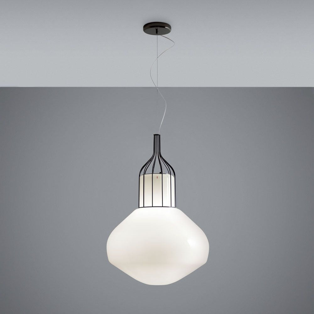 Fabbian Aérostat Pendelleuchte Ø 43cm mit elegantem Käfig-Design in Schwarz.
