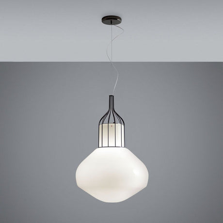 Fabbian Aérostat pendant light Ø 43cm with an elegant cage design in black.
