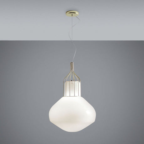 Fabbian Aérostat pendant light Ø 43cm with an elegant metal frame in black or brass.