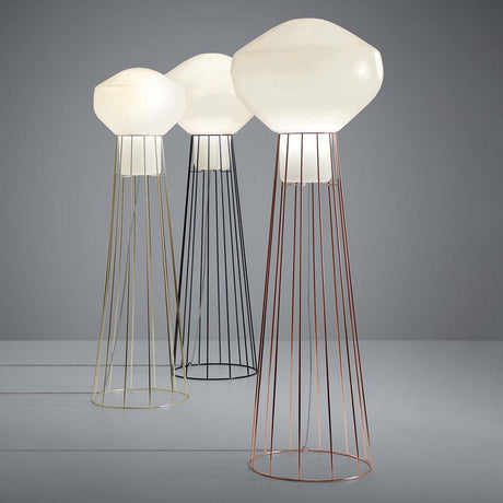 Fabbian Aérostat floor lamp Ø 43cm in three colors: black, brass, and copper for stylish lighting.