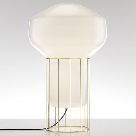 Fabbian Aérostat table lamp Ø 16.7 cm with glossy glass diffuser and decorative gold frame
