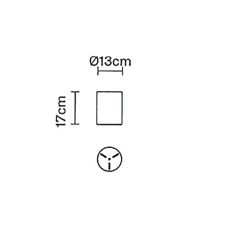 Maßzeichnung für Fabbian Ari Baldachin 25W 1 bis 6-flammig, Ø13 cm, Höhe 17 cm.