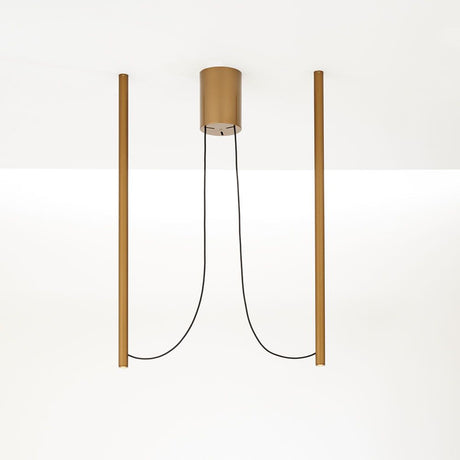 Fabbian Ari LED 2-light pendant light in bronze-coloured aluminium with black PVC cables