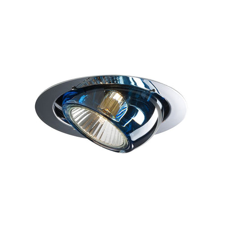 Fabbian Beluga recessed light Ø 13.2 cm in blue design with reflections and elegant chrome fixture.