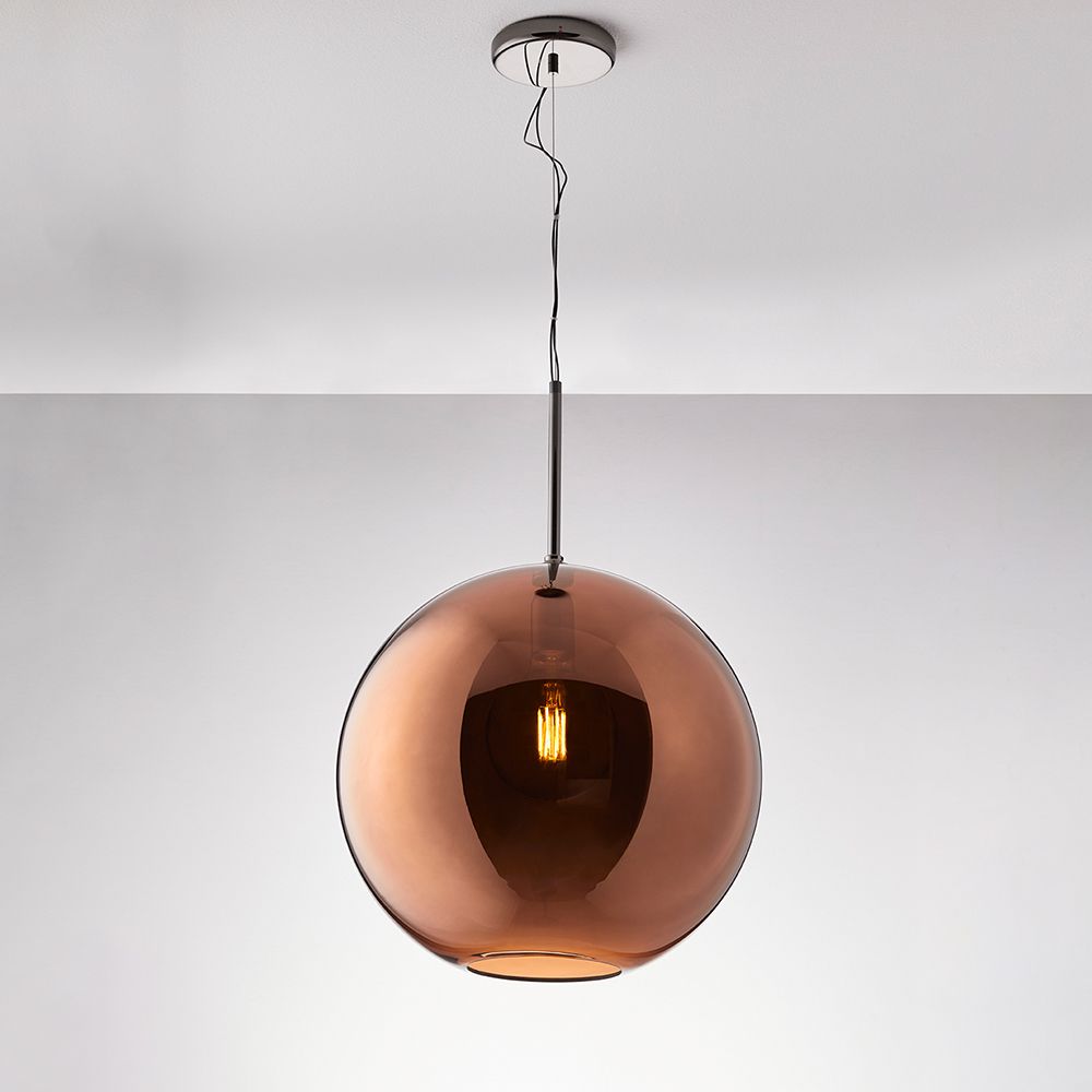 Fabbian Beluga Royal Hängeleuchte Ø40cm in eleganter, metallisierter brauner Optik.