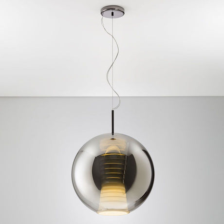 Fabbian Beluga Royal LED pendant light Ø40cm in an elegant, round glass shape with metallic surfaces.