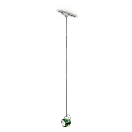 Fabbian Beluga track pendant lamp Ø 9 cm in green, modern and versatile for atmospheric lighting.