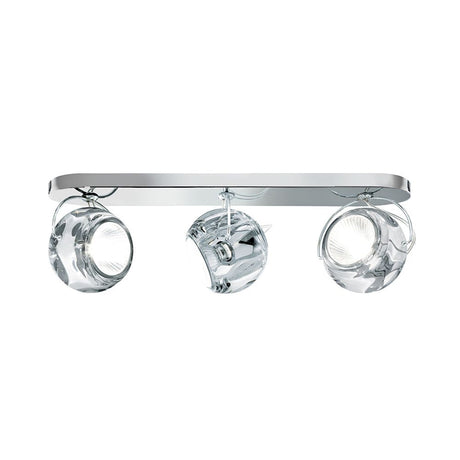 Fabbian Beluga wall and ceiling lamp, 3-light, with clear crystal diffuser and modern design.