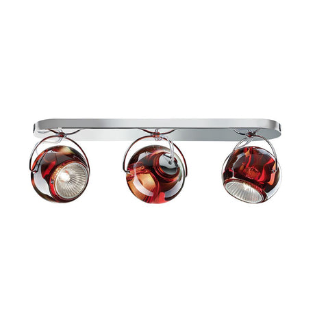 Fabbian Beluga wall and ceiling lamp, 3-light in a modern design with red-tinted diffusers.