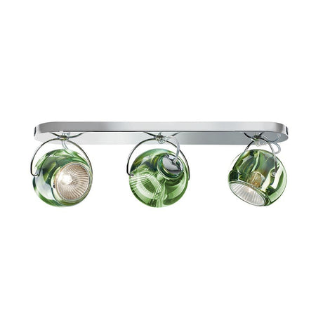 Fabbian Beluga wall and ceiling lamp, 3-light with green crystal diffuser.