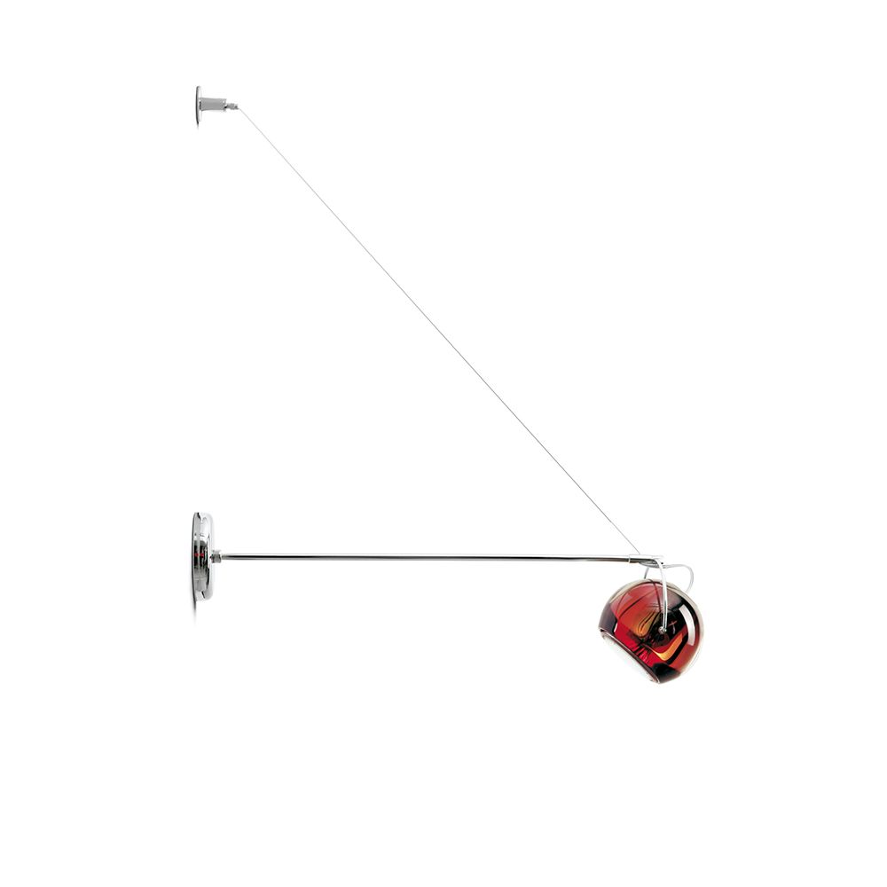 Fabbian Beluga Wandleuchte 45cm mit rotem Kristalldiffusor, ideal für Badezimmer oder Schlafzimmer.