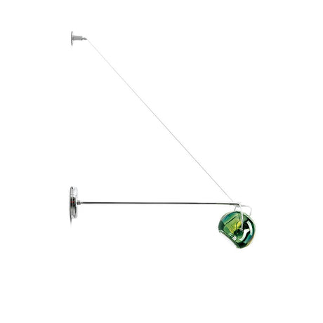 Fabbian Beluga wall light 45 cm with green crystal diffuser and support arm for bathrooms or bedrooms.