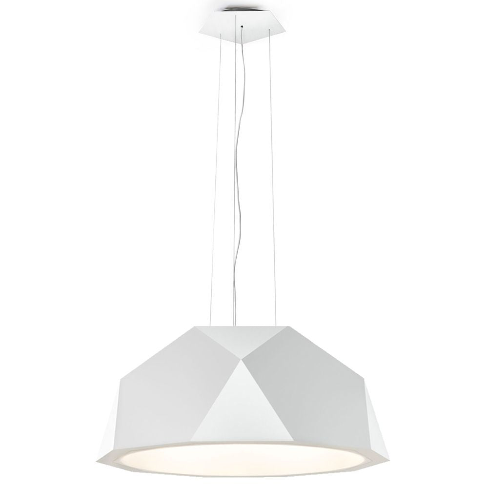 Fabbian Crio Hängeleuchte 115cm in modernem Design mit quadratischem Diffusor in Weiß.