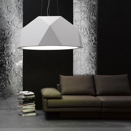 Fabbian Crio pendant light 180cm in a modern and refined design above an elegant sofa.