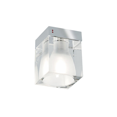 Fabbian Cubetto ceiling light with transparent crystal diffuser for atmospheric lighting.
