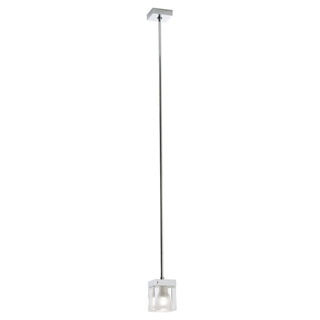 Fabbian Cubetto pendant light with a clear crystal diffuser and modern design, ideal for home or public spaces.