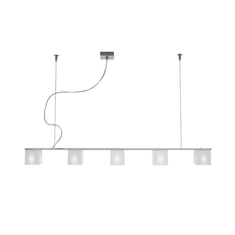Fabbian Cubetto pendant light 5-light with modern design and clear diffusers.