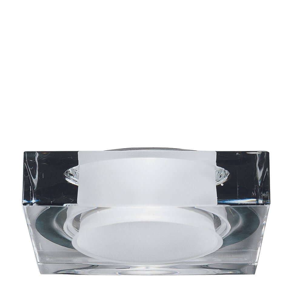 Fabbian Faretti Einbauleuchte Lui GU10 mit quadratischer Form und transparentem Kristall-Diffusor.