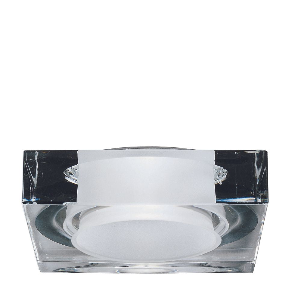 Fabbian Faretti Einbauleuchte Lui GU5,3 in quadratischer Form mit transparentem Kristall-Diffusor.