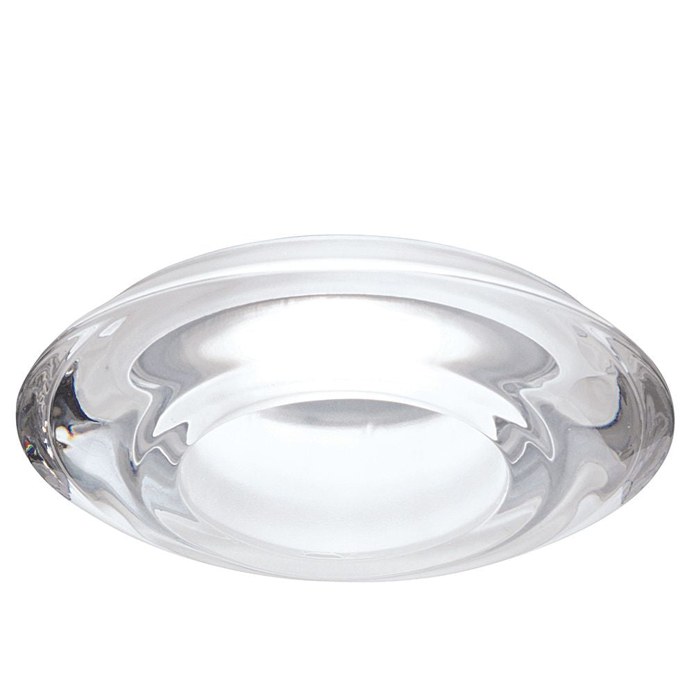 Fabbian Faretti Einbauleuchte Rombo 12V in transparenter ovaler Form mit dekorativem Licht.
