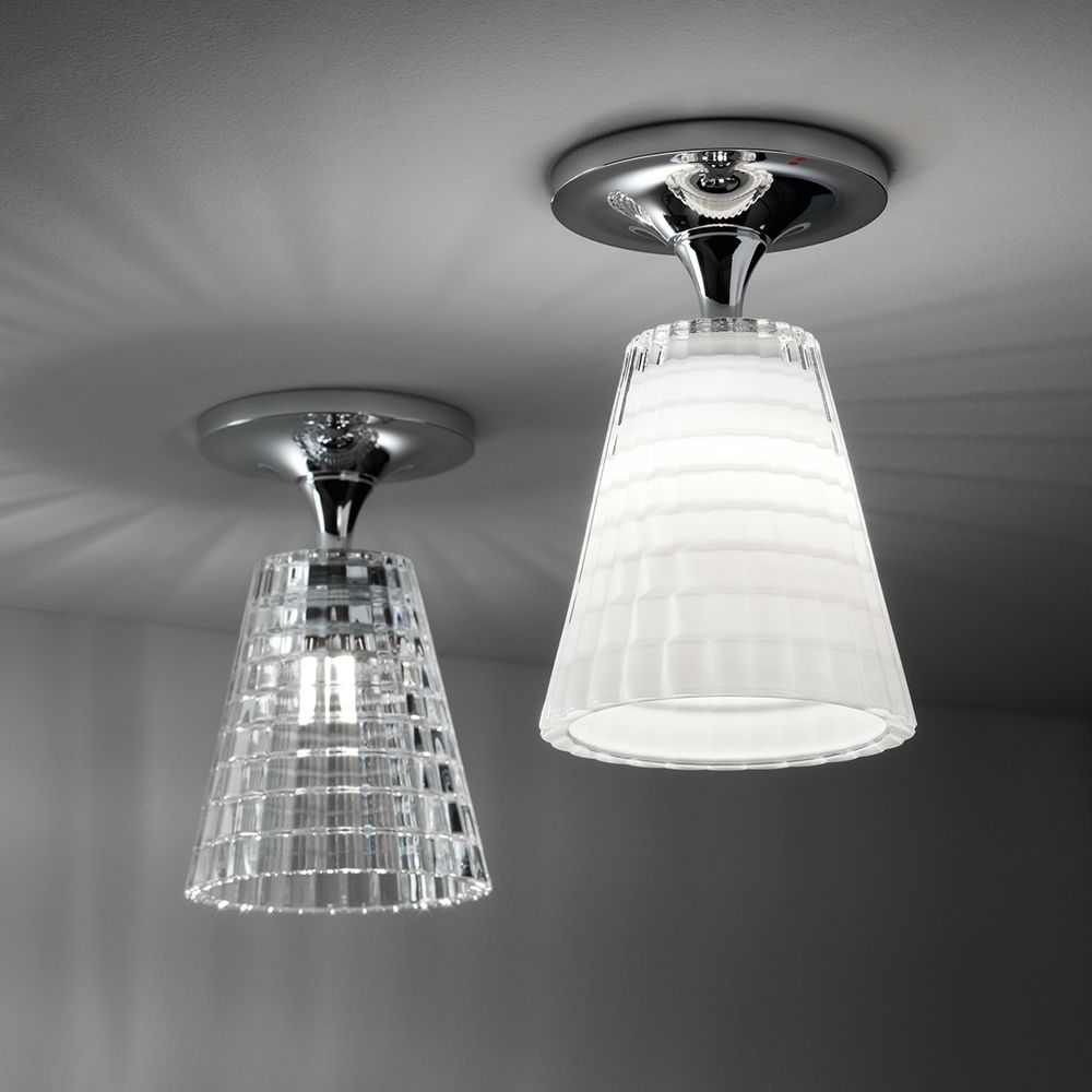 Fabbian Flow Deckenlampe Ø 12cm mit Glasdiffusor und dekorativem Muster, ideal für jeden Raum.