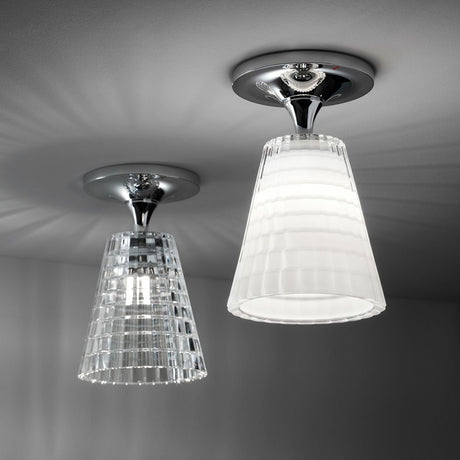 Fabbian Flow ceiling light Ø 12cm with glass diffuser and decorative pattern, ideal for any room.