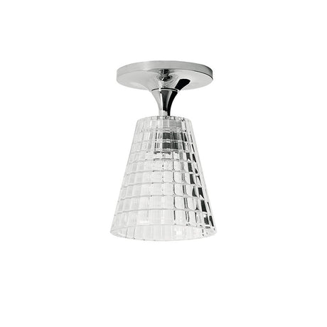 Fabbian Flow ceiling light Ø 12cm in clear glass with decorative pattern for pleasant light.