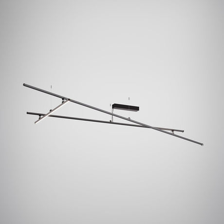 Fabbian Freeline LED-adjustable ceiling light made of black anodised aluminium and bronze rods.