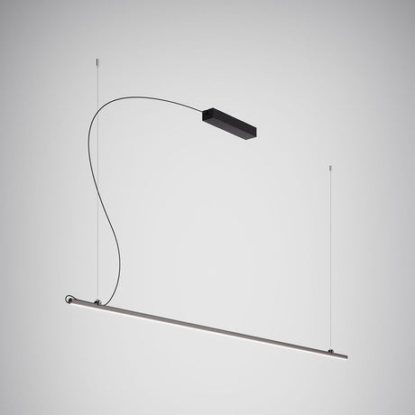 Fabbian Freeline LED-Hängeleuchte in schwarz eloxiertem Aluminium, 200 cm Pendelleuchte mit flexibler Aufhängung.