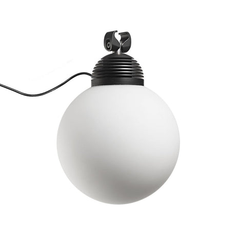 Fabbian Freeline LED track light sphere in stylish design with a round, white glass diffuser.