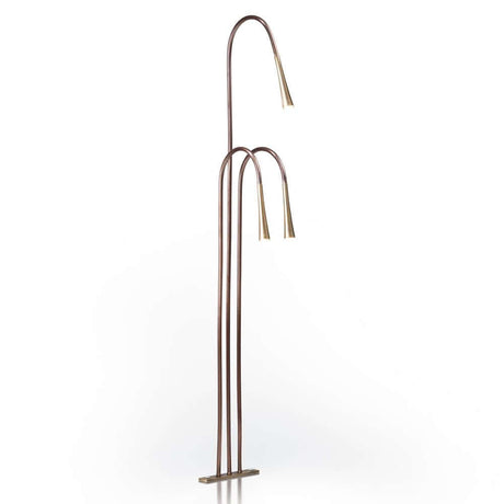 Fabbian Giunco LED-Stehleuchte Canne 3-flammig in eleganter Design-Umgebung mit Messing und kupferfarbenen Stielen