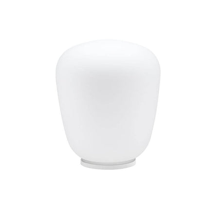 Fabbian Lumi Tischlampe Baka Ø 33cm aus weißem mundgeblasenem Glas für Wohnzimmer und Schlafzimmer.