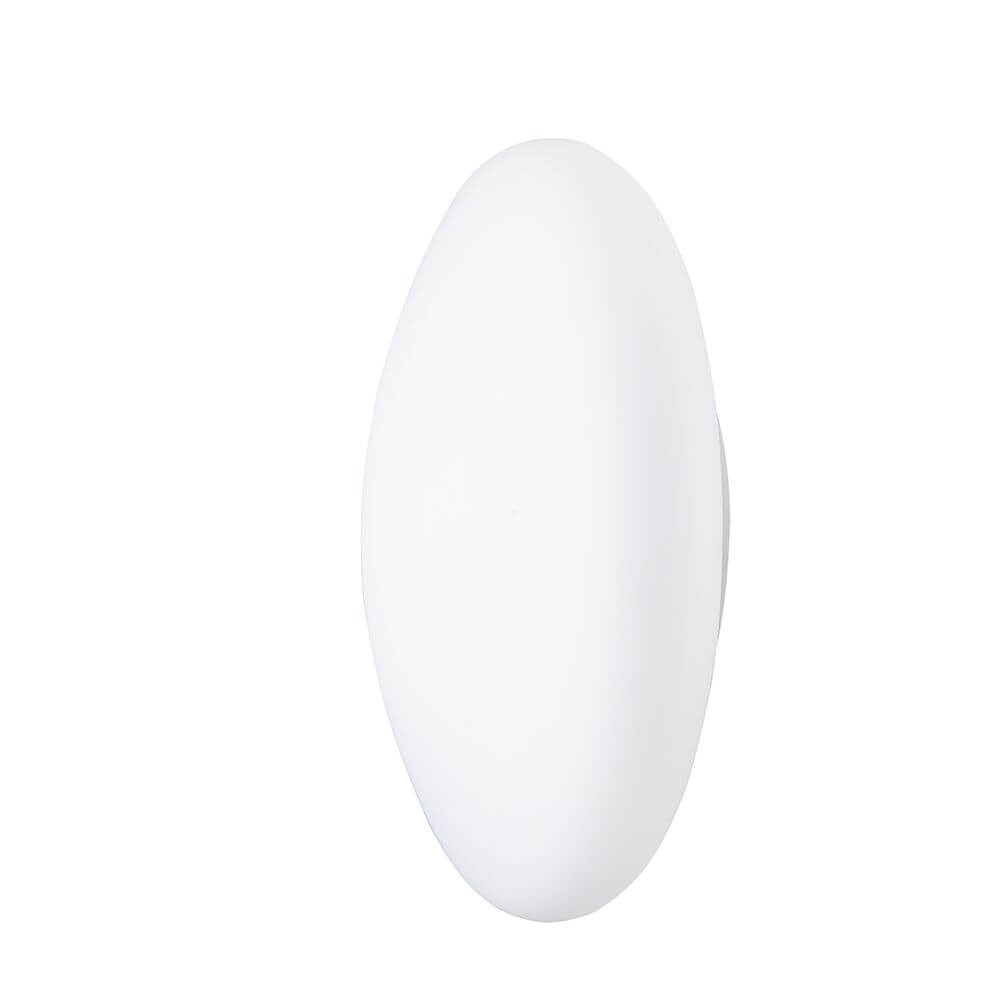Fabbian Lumi Wandleuchte White Medium in schlichter, ovaler Form aus weißem Glas, ideal für Badezimmer und öffentliche Räume.