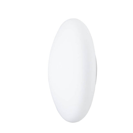 Fabbian Lumi Wandleuchte White Medium in schlichter, ovaler Form aus weißem Glas, ideal für Badezimmer und öffentliche Räume.