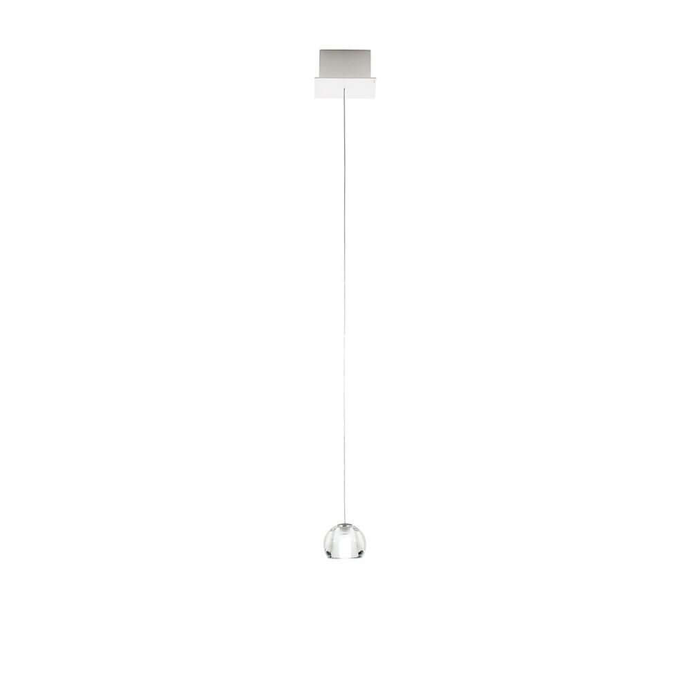 Fabbian Multispot LED-Hängeleuchte Beluga eckig in eleganter Aufhängung mit klarer Glasleuchte.