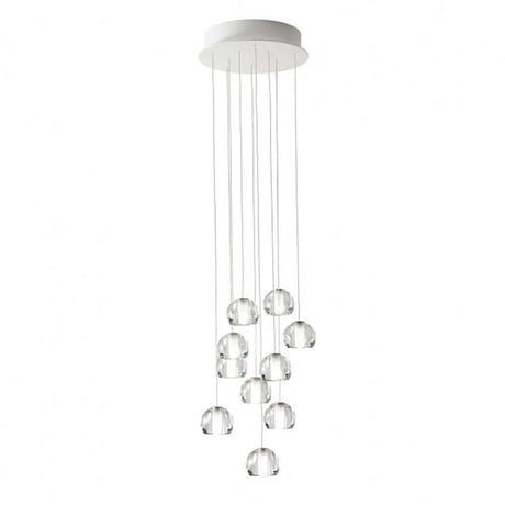 Fabbian Multispot LED-Hängeleuchte Beluga 10-flammig rund, moderne Pendelleuchte mit mehreren Lichtpunkten.