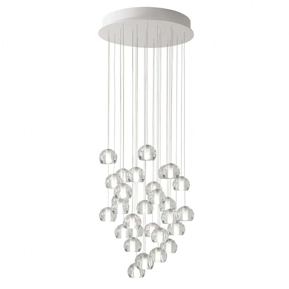 Fabbian Multispot LED-Hängeleuchte Beluga 30-flammig rund mit variablen Rosetten und Lichtpunkten.
