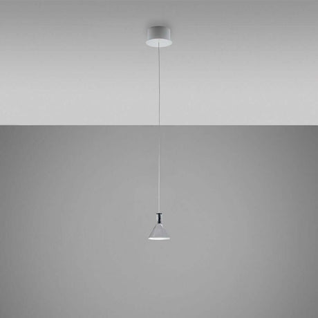 Fabbian Multispot LED-Hängeleuchte Polair rund mit transparenter Lampenschirm, geeignet für verschiedene Umgebungen.