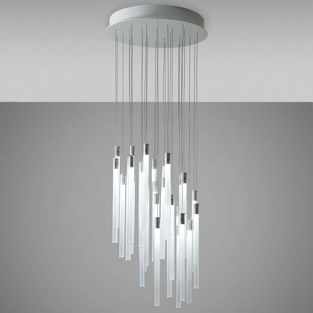 Fabbian Multispot LED-Hängeleuchte Tooby 30-flammig rund in modernem Design und verschiedenen Lichtpunkten.