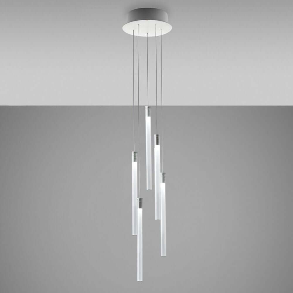 Fabbian Multispot LED-Hängeleuchte Tooby 5-flammig rund in modernem Design mit mehreren Lichtpunkten.