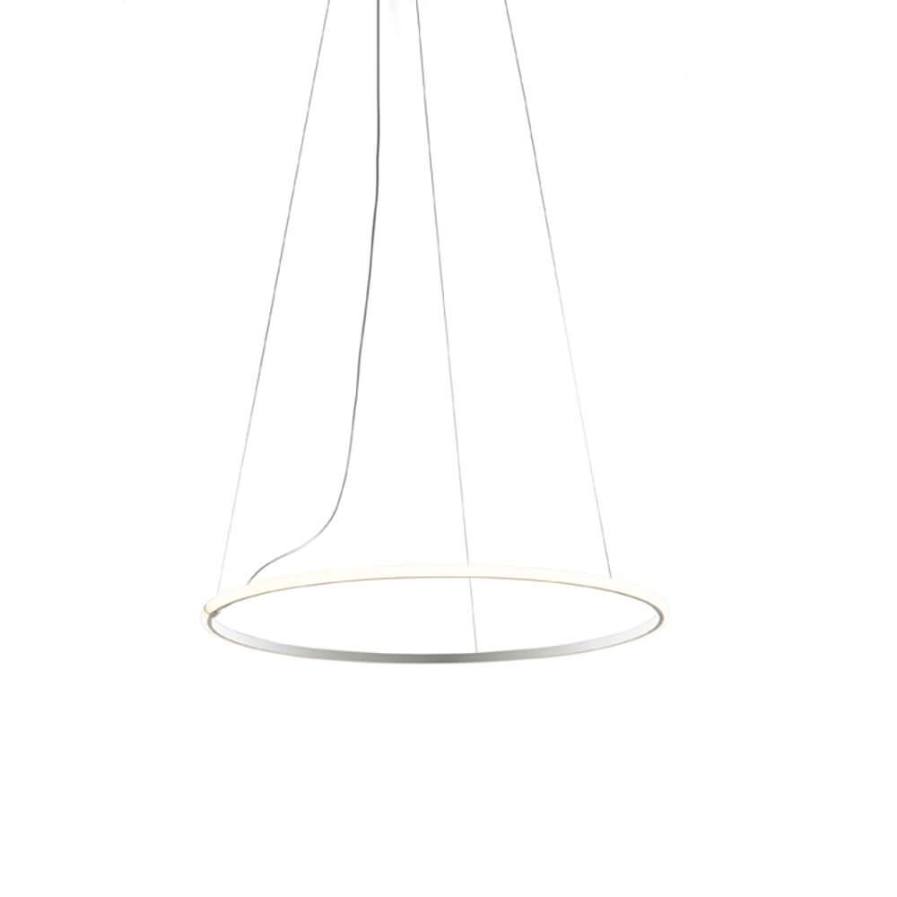 Fabbian Olympic LED-Hängeleuchte Ø 62,6cm mit modernem Design und weiß lackiertem Aluminium.