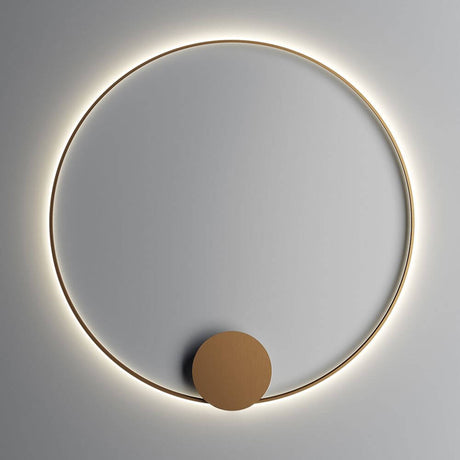 Applique murale Fabbian Olympic LED Ø 138,7 cm avec diffuseur circulaire et support doré.
