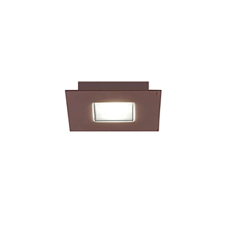 Fabbian Quarter LED square ceiling light in burnished metal with modern LED technology.