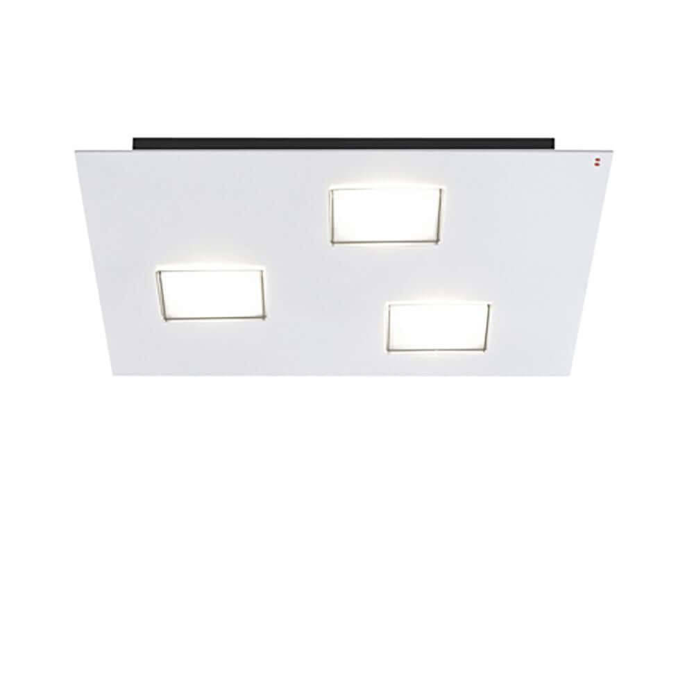 Fabbian Quarter LED-Deckenleuchte quadratisch 3-flammig in weißer Metalloberfläche mit drei LED-Leuchten.