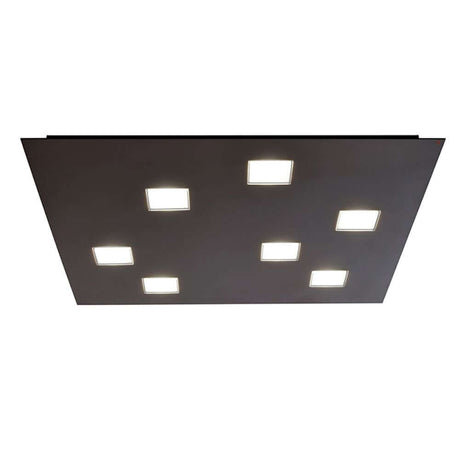 Fabbian Quarter LED square ceiling light 7-light in black design with seven square LED lights.