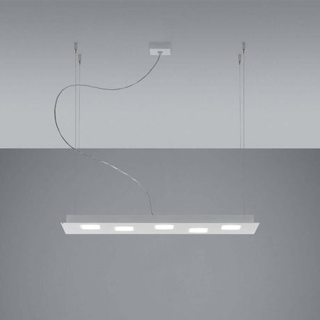 Fabbian Quarter LED-Pendelleuchte rechteckig in Weiß, ideal für moderne Wohnräume und Küchen.