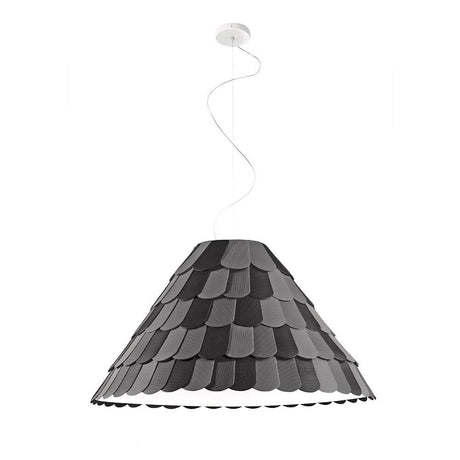 Fabbian Roofer Hängeleuchte Gable in raffinierter Form mit Gummifliesen in Schwarz.